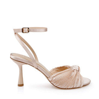 Side view of IBIS wedding shoes showing pleated detailing